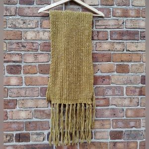Extra long chunky mustard yellow knit scarf